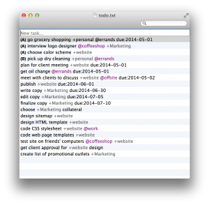 Screenshot of TodoTxtMac (borrowed from it's webpaget)